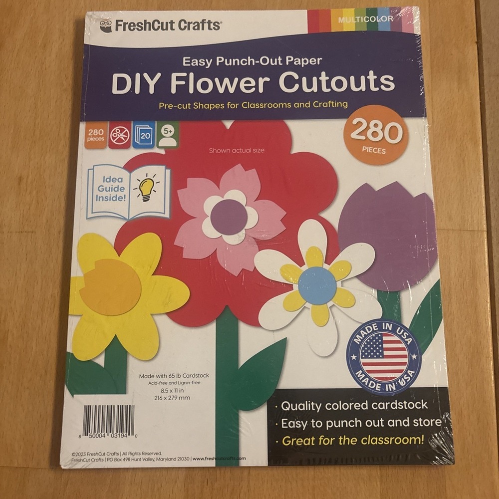 280 Pieces of DIY Flower Cutouts with IDEA Guide - 2-Sided Punch Out Tulips,